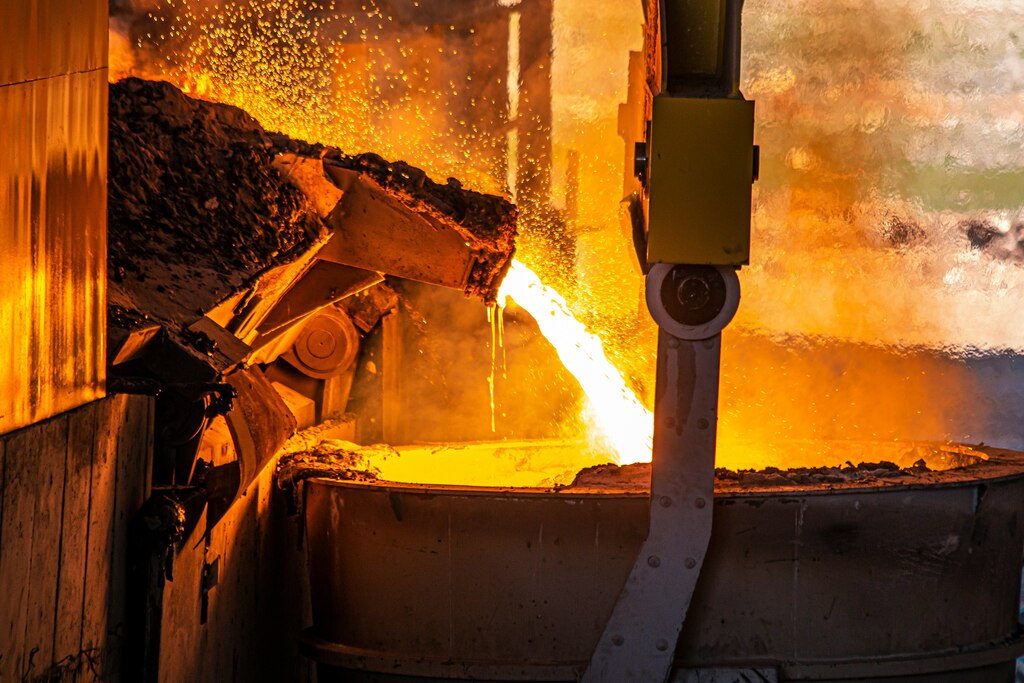 Hot rolled steel in production