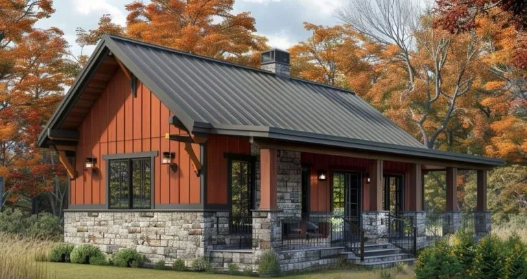 1,284 sq. ft. Barndominium w/ Vaulted Living Room & Mud Room | Plan 14380HBM